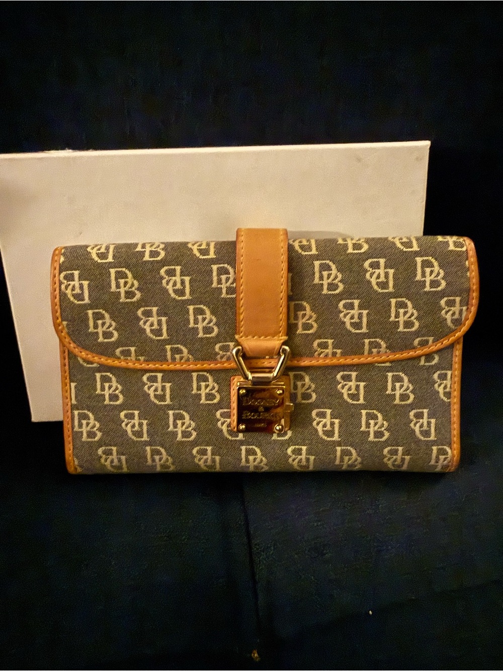 Dooney & Bourke Brown and Tan Logo Clutch Wallet